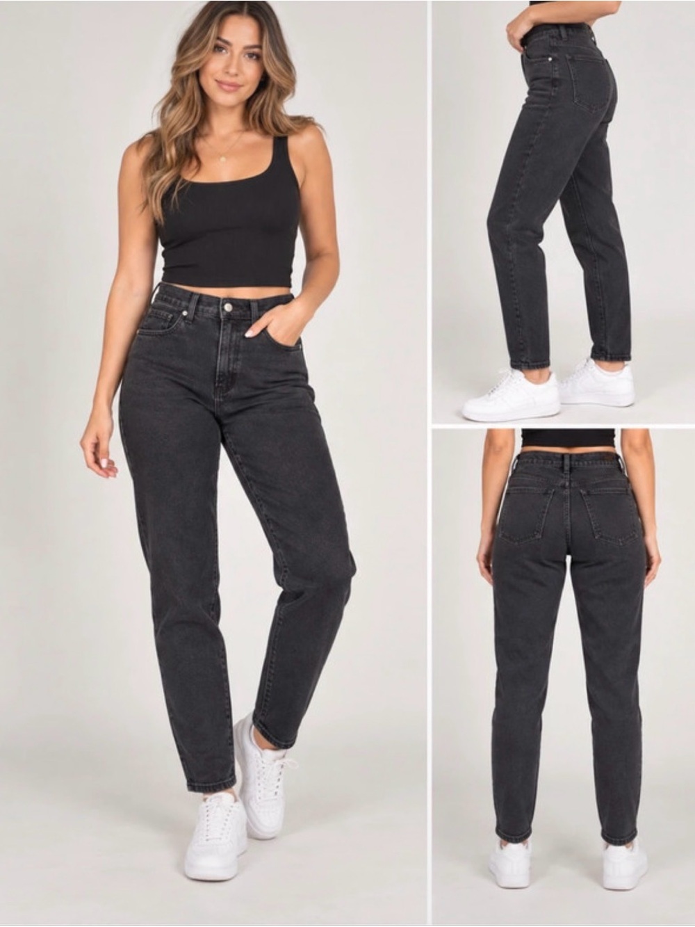 Levi's High-Rise Washed Black Mom Jeans